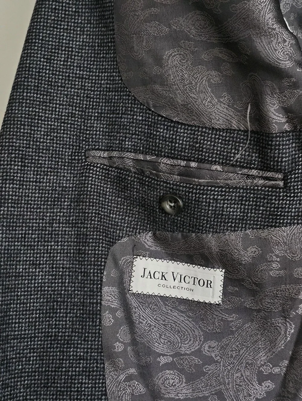 Jack Victor Collection 43L Ivanwood Sport Coat Wool Silk Cashmere Gray Blazer